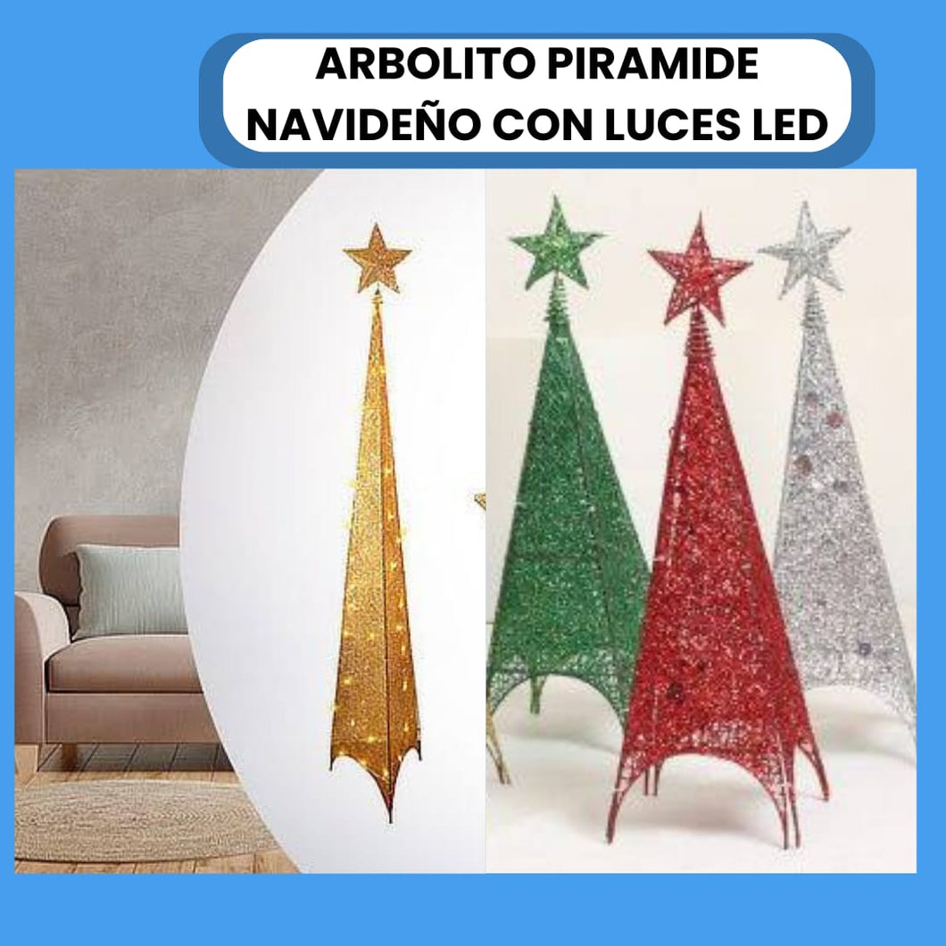 ARBOLITO PIRAMIDE NAVIDEÑO CON LUCES LED